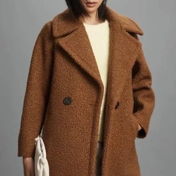 Anthropologie NVLT Long Teddy Coat Brown NWT – Size S - Picture 2 of 5